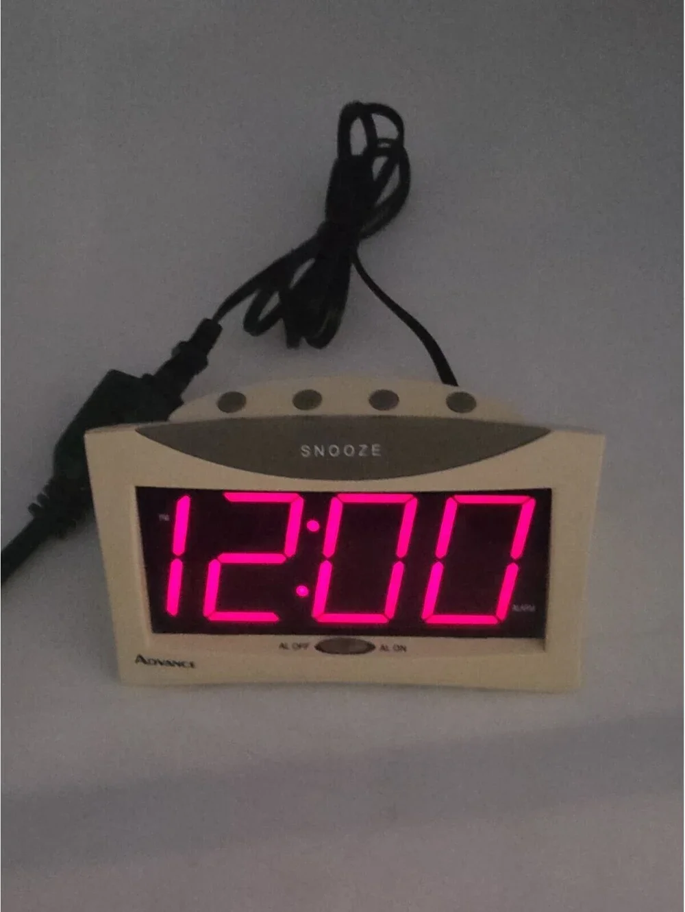 Advance White Digital Y2K Alarm Clock 80s 90s Large Red LED Tested Working 4023